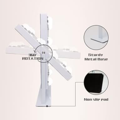 COOLJEEN Vanity Mirror with Lights and Bluetooth, Wireless Charging Lighted Vanity Mirror with Phone Stand, 9-Bulb 3 Color Lighting Tabletop Lighted Makeup Mirror, 360°Rotation - Image 8