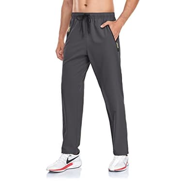 Rapoo Men's Workout Athletic Hiking Sweatpants Joggers Pants Elastic Waist Jogging Running Pants for Men with Zipper Pockets 05 Dark Grey M - Image 3