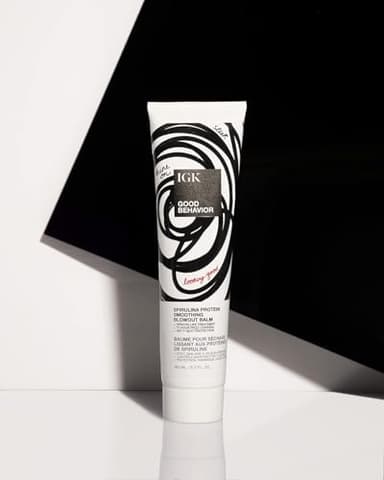 IGK GOOD BEHAVIOR Spirulina Protein Smoothing Spray + Anti-Frizz Smoothing Blowout Balm | Keratin Like Treatment + Frizz Control + Heat Protectant | Vegan + Cruelty Free - Image 2
