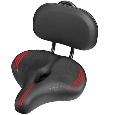 COOLWUFAN Oversized Bike Seat with Backrest for Peloton Bike, Wide Bicycle Saddle Compatible with Peloton, Road, Exercise, Tricycle, Electric Bike - Image 1