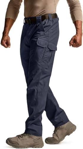CQR Men's Tactical Pants, Water Resistant Ripstop Cargo Pants, Lightweight EDC Work Hiking Pants, Outdoor Apparel, Raider Mag Pocket Police Navy, 34W x 32L - Image 1