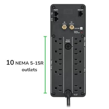 APC UPS 1500VA Sine Wave UPS Battery Backup, BR1500MS2 Backup Battery Power Supply, AVR, 10 Outlets, (2) USB Charger Ports - Image 4