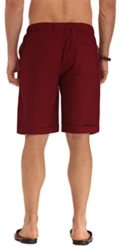NITAGUT Men's Linen Casual Classic Fit Short (XL(US 41-44), 07 Wine Red) - Image 4