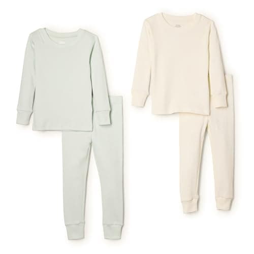 Amazon Essentials x Sofia Grainge Unisex Babies' Snug-Fit Cotton Pajamas, Pack of 2, Ivory/Pale Green, 18 Months - Image 1