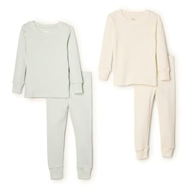 Amazon Essentials x Sofia Grainge Unisex Babies' Snug-Fit Cotton Pajamas, Pack of 2, Ivory/Pale Green, 18 Months - Image 1