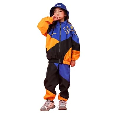 LOLANTA Boys' Girls' Color Block Jacket Track Pants Sets Dance Outfits Sportswear Unisex (6-7 Blue) - Image 1