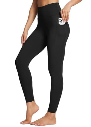 baleaf Workout Leggings for Women Tummy Control with Pockets High Waisted Athletic 7/8 Ultra Soft Gym Yoga Petite Ankle Pants Black S - Image 6