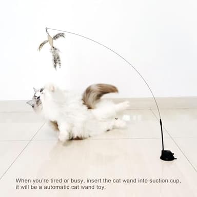 TTcat Cat Feather Toys Suction Cup,2 Cat Wands,8Pcs Birds and Insects Dragonfly Grasshopper Simulation Feather Refills with Bells, Interactive Toys for Indoor Cats and Kitten. - Image 7