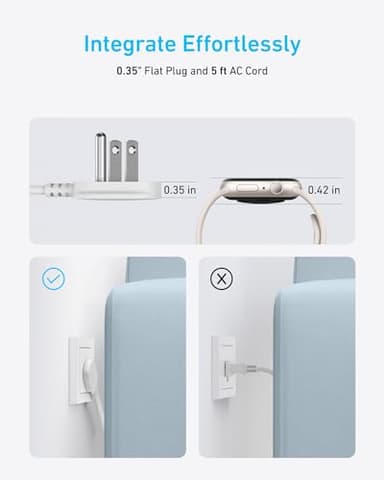 Anker Charging Station (100W), 9-in-1 USB-C Power Strip with 300J Surge Protection, for iPhone 16 and MacBook, 5 ft Flat Cable and Plug, 4 USB-C, 2 USB-A Ports, 3 AC Outlets, for Home, Office - Image 5