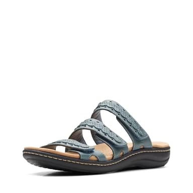 Clarks Collection Women's Laurieann Cove flats-sandals, Blue Grey Leather, 9 Medium US - Image 1