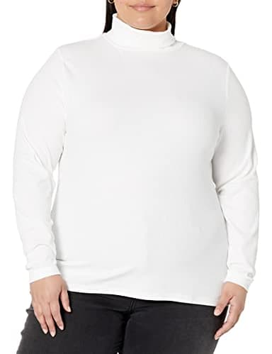 Amazon Essentials Women's Slim-Fit Layering Long Sleeve Knit Rib Turtleneck Top (Available in Plus Size), Pack of 2, White, X-Large - Image 6