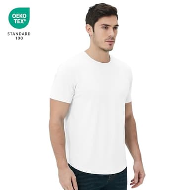 netdraw Men's Ultra-Soft Bamboo Viscose T-Shirt, Curved Hem Lightweight Cooling Cotton Blend Casual Tee, White, X-Large - Image 2