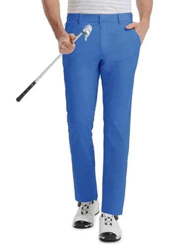 M MAELREG Mens Golf Pants Dry Fit Flat Front Pockets Lightweight Slim Fit Water-Resistant Casual Mens Dress Pants Blue - Image 1