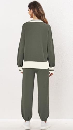 ETCYY NEW Women's 2 Piece Outfit Lounge Set Trendy Cardigan Sweater Pants Sets V Neck Button Pocket Knit Matching Loungewear - Image 6