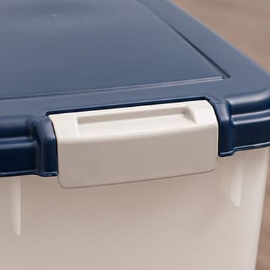 IRIS USA Airtight Dog Food Storage Container, Up to 38 lbs, Attachable Wheels, For Dog Cat Bird and Other Pet Food Storage Bin, Keep Fresh, Easy Mobility, BPA Free, Navy/Pearl - Image 6