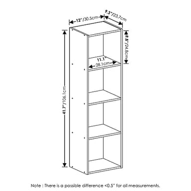 Furinno PASIR Book Shelf, 4-Tier Modern Bookshelf, Open Shelves Bookcase 9" x 12" x 42", for Living Room, Bedroom, Home Office, Blackwood - Image 3