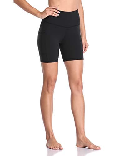 Colorfulkoala Women's High Waisted Biker Shorts with Pockets 6" Inseam Workout & Yoga Tights (S, Black) - Image 3