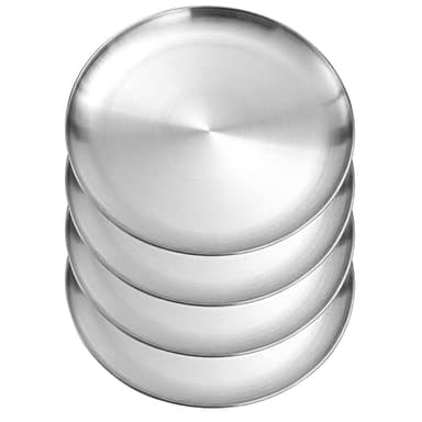 18/8 Stainless Steel Dinner Plate for Main Dishes, Grilled Meat, Dessert, Salad, and Fruit - 9 Inches (23 cm) Large Capacity(4pc, 9in) - Image 1
