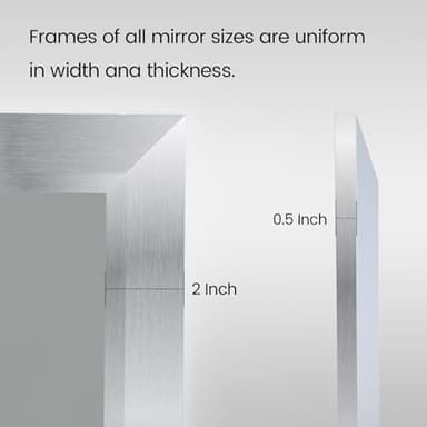 Amorho 24x32 Inch Bathroom Mirror Silver, Thick Metal Framed Wall Mirrors for Over Sink, Brushed Nickel Mirror Perfect for Bedroom, Living Room, Entryway, Rectangle (Horizontal/Vertical). - Image 4