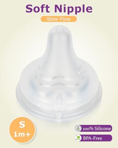 Silicone Nipples for Lansinoh Baby Bottle, Size S,Replacement Bottle Nipple,1m+,Slow Flow, 6 Count - Image 2