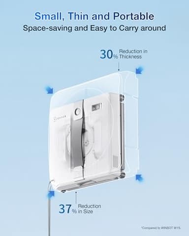 ECOVACS WINBOT Mini Window Cleaning Robot - Compact Design, Dual Nozzles with Ultrasonic Spray, 9-Stage Protection System, Intelligent Path Planning, 3 Cleaning Modes, Anti-Slipping System - Image 4