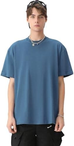 Mens Oversized T-Shirts Fashion Loose Fit Crewneck Tshirt Streetwear Heavyweight Short Sleeve Tee Shirt Gym Workout Tops - Image 4