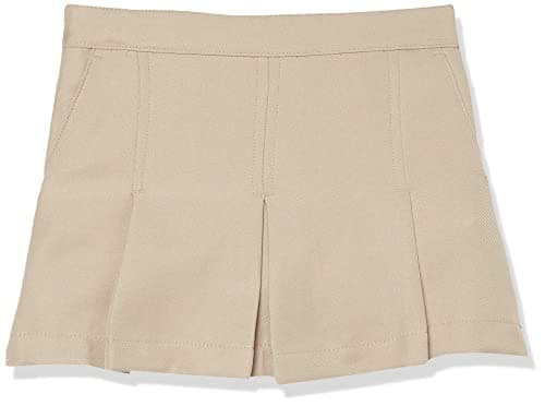 Nautica Girl's School Uniform Pleated Pull-on Scooter Skirt with Undershorts, Knit Waistband, Khaki 629, 3T - Image 1