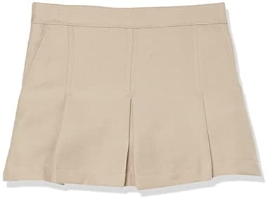 Nautica Girl's School Uniform Pleated Pull-on Scooter Skirt with Undershorts, Knit Waistband, Khaki 629, 3T - Image 1