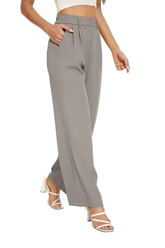FUNYYZO Women's Wide Leg Pants High Elastic Waisted in The Back Business Work Trousers Long Straight Suit Pants - Image 4