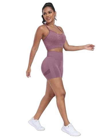 ATHVOTAR Workout Gym Biker Shorts Women: High Waisted Seamless Sports Running Butt Lifting Shorts Sets Black/Gray/Wine S - Image 4