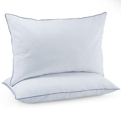 puredown Pillows Queen Size Set of 2, Soft Polyester Fabric Bed Pillow for Sleeping, Goose Feather Down Pillows, Hotel Bed Pillow 2 Pack - Image 1