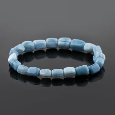 CRYSTALINES Round Beads Stretchable Unisex Bracelet, Natural Blue Opal Gemstone, Stretch Jewelry for Men Women, Healing Bracelets, Handmade, Chakra Stones, Healing Bracelet, Birthstone - Image 2