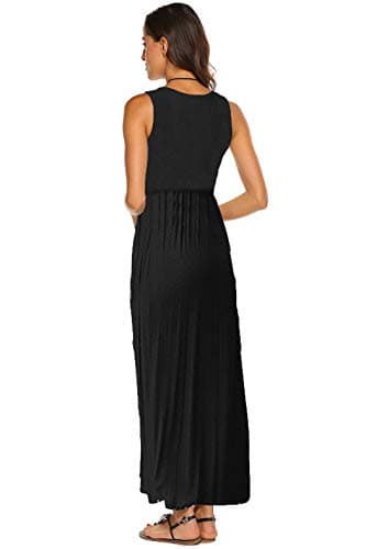 Hount Women's Summer Dresses Sleeveless Casual Long Maxi Sundresses 2025 Solid Black Large - Image 3