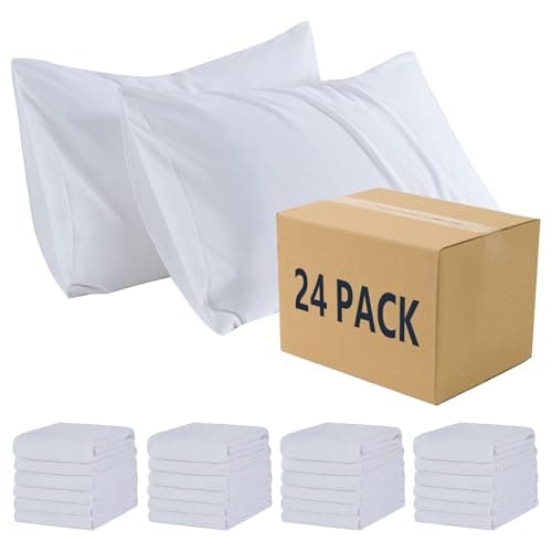 ZPECC Pillow Cases Bulk 24 Pack - Standard Pillowcases with Envelope Closure, Soft Brushed Microfiber Pillow Cover for Hotel Airb&bs Hospital Bedding Essential (Snow White) - Image 1
