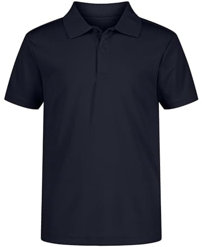 Nautica Boys' School Uniform Short Sleeve Polo Shirt, Button Closure, Moisture Wicking Performance Material, Navy, 14-16 Husky - Image 1