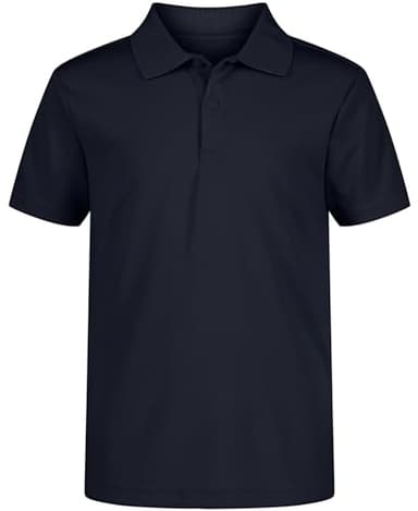 Nautica Boys' School Uniform Short Sleeve Polo Shirt, Button Closure, Moisture Wicking Performance Material, Navy, 14-16 Husky - Image 1