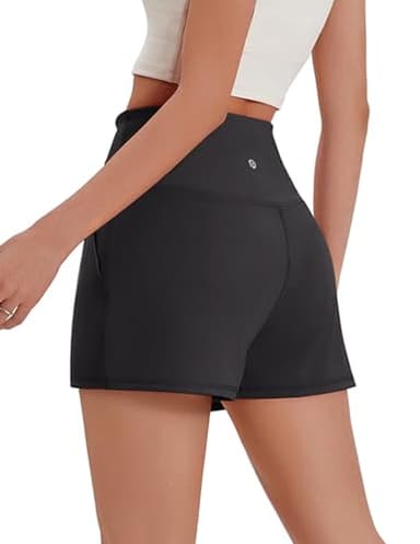 PINSPARK Workout Shorts Women Wide Leg Soft Athletic Shorts Loose Running Shorts with Pockets 2.5" Yoga Short Black M - Image 2