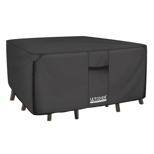 ULTCOVER 600D Tough Canvas Heavy Duty Square Patio Table and Chair Cover - Waterproof Outdoor General Purpose Furniture Covers 106 inch, Black - Image 1