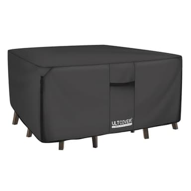 ULTCOVER 600D Tough Canvas Heavy Duty Square Patio Table and Chair Cover - Waterproof Outdoor General Purpose Furniture Covers 106 inch, Black - Image 1