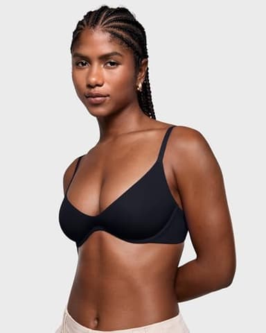 INLYRIC Women's Inbarely Plus Plunge Bra - Unlined Underwire Sexy Demi Balconette Bras Black 34B - Image 5