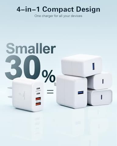 USB C Charger Block, 2-Pack 40W 4-Port USB C Wall Charger Fast Charging Dual Port PD Power Adapter+QC Double Wall Plug Multiport Type C Brick Chargers for iPhone 16 15 14 13 12 11 Pro Max XS,Samsung - Image 5