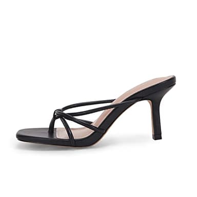 LAICIGO Women's Square Open Toe Flip Flops Kitten Stiletto Heels Strappy Thong Mules Sandals - Image 6