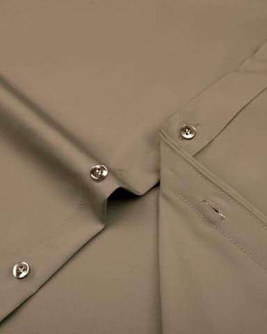 J.VER Men's Dress Shirts Solid Long Sleeve Stretch Wrinkle-Free Formal Shirt Business Casual Button Down Shirts Dark Khaki XL - Image 6