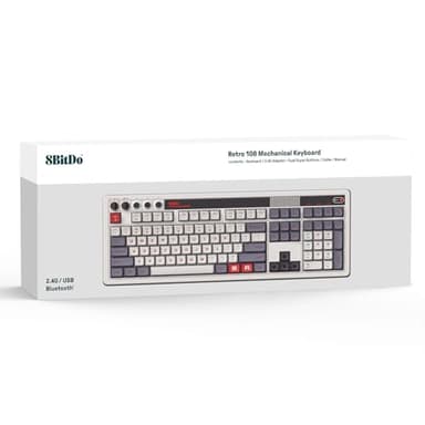 8BitDo Retro 108 Mechanical Keyboard with 108 Keys and Integrated Numpad, Bluetooth/2.4G/USB-C Hot Swappable Wireless Gaming Keyboard for Windows and Android - N Edition - Image 5