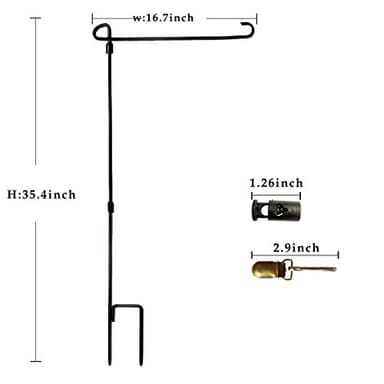 Garden Flag Stand Holder Iron Garden Flag Pole 36.5*X16.5inch with Flag stopper and Clips Display Garden Season Flag for yard Decroate your Garden - Image 3