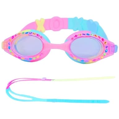 YUENREE Girls Swim Goggles - Bling Swimming Goggles for Girls Ages 4-12 - No Leak, Anti-Fog, UV Protection, Easy to Adjust and Non Slip - with Hard Travel Case- Rainbow - Image 2