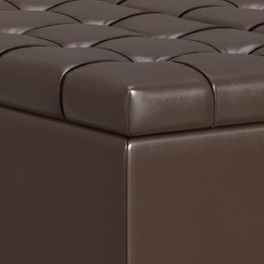 SIMPLIHOME Harrison 30 inch Wide Transitional Square Small Coffee Table Storage Ottoman in Chocolate Brown Vegan Faux Leather, Assembled, for The Living Room and Bedroom - Image 12