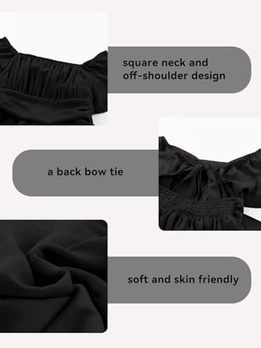 DOKOTOO KIDS Girls Boho Dress Elegant Off Shoulder Ruffle Hem Back Tie Dresses Black 6-7 Years Old - Image 5