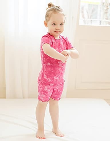 VAENAIT BABY Infant Toddler Girls Boys Pajamas Sleepwear Summer Short Pjs 2pcs Set Shirring Painting Plum S - Image 3