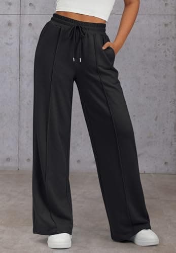ATHMILE Lounge Pants Women High Waisted Baggy Pants Drawstring Athletic Joggers Sweatpants Teen Girl Clothes Black - Image 3